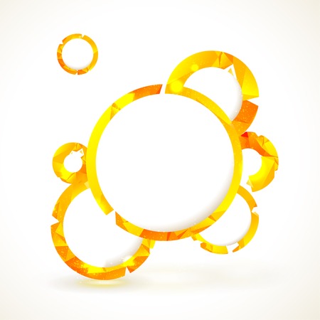 Composition of blue round frames and polygonal design elements.のイラスト素材