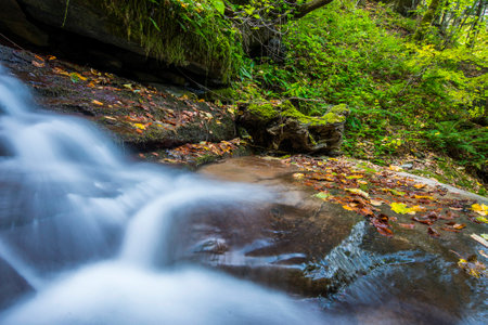 Waterfall in the Foreste Casentinesi NP in autumn, Tuscany, Italy