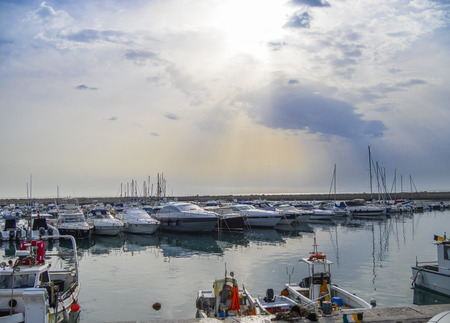 Boats at the harbor, Numana, Conero, Marche, Italyのeditorial素材