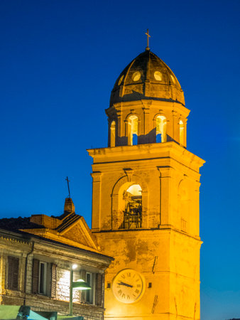 Bell town of the old town of Sirolo, Conero, Marche, Italyの写真素材