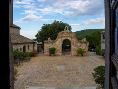 The old monastery on the top of mount Conero, Marche, Italyの写真素材