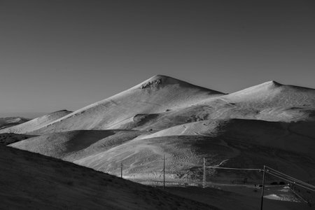 Hills covered by snow,Sibillini mountains NP, Umbria, Italyの写真素材