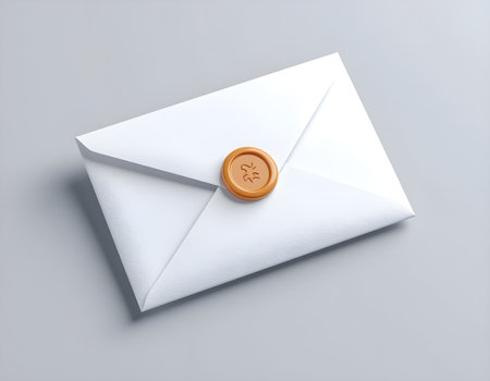 Envelope with a golden coin on a gray background. 3d renderingの素材
