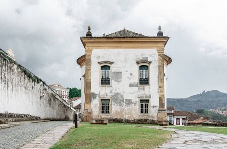 OURO PRETO, MINAS GERAIS, BRAZIL - DECEMBER 22, 2019: Backyard view of catholic church named "Igreja Nossa Senhora do Rosario dos Homens Pretos" founded in 1823 in Ouro Preto, Brazil. The city of Ouro Preto was designed a World Heritage Site by UNESCO in のeditorial素材