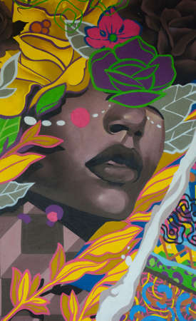 RIO DE JANEIRO, BRAZIL - JANUARY 3, 2020: Part of art mural which is part of  the Olympic Boulevard in the Port Zone of Rio de Janeiro.のeditorial素材