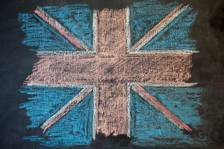 British flag on chalk Board painted by chalk. Drawing with chalkの写真素材