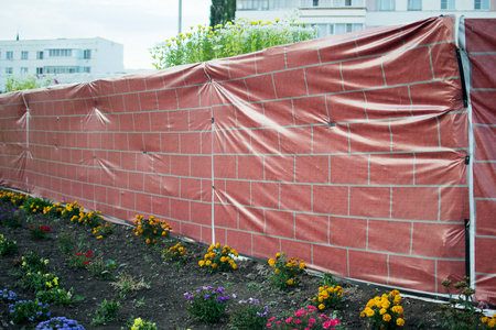 Outdoor temporary wall for constructionの写真素材