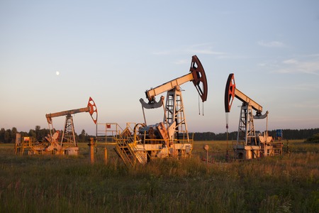 oil rigs in Russia, the inscription on the plates "Attention start automatic", " Unauthorized access is prohibited"の写真素材