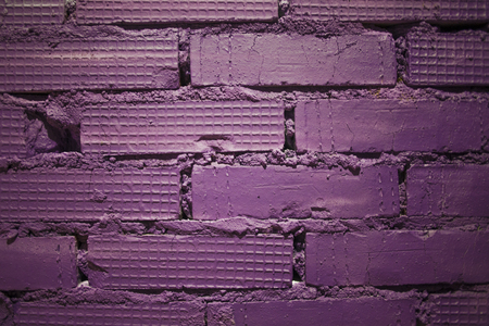 Background from Old Brick Wall Freshly Painted in Purple Color. Wallの写真素材