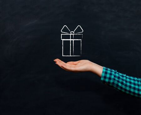 Hands isolated on black backgroundの写真素材