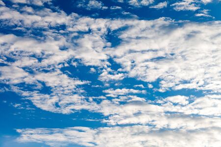 Beautiful cirrus clouds against the blue sky.