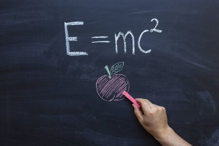 theater writing on the chalkboard formula e=mc2の写真素材