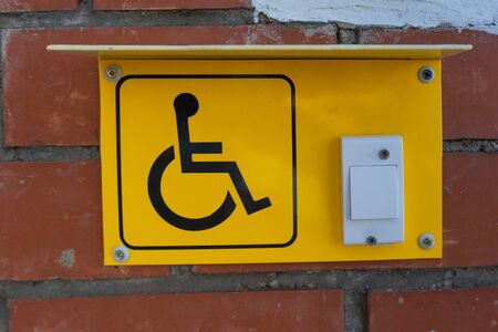 Help The Person With Disabilities. Help Call Button. Staff call button in front of the storeの写真素材