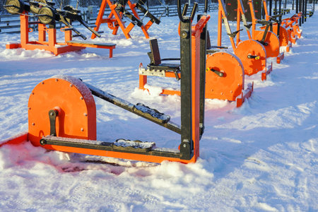 outdoor exercise equipment outdoors in the park in winter