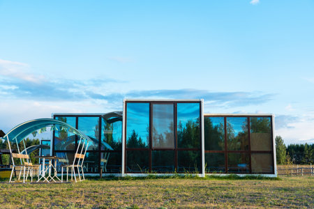 Compact modular house used as a hostel in tourist placesの写真素材