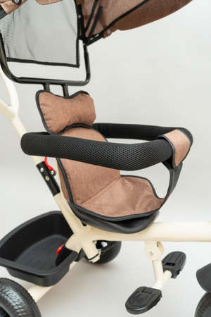Railing fencing in a baby stroller for the safety of the child/ Vertical photoの写真素材