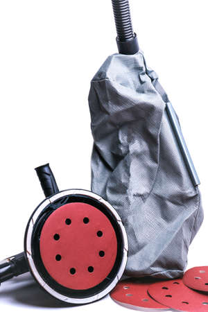 Vacuum wall grinder with dust bag, vertical photoの写真素材