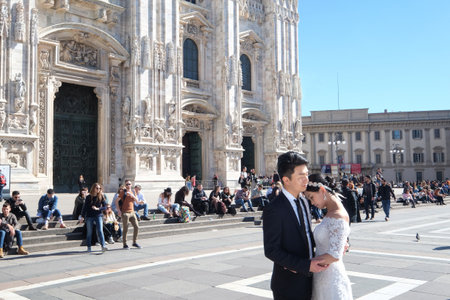 Chinese marriage, Duomo square, Milan, Italyのeditorial素材