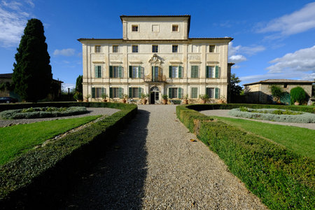Villa di Geggiano located in the Chianti region of Tuscany, one of the most beautiful regions of Italy.のeditorial素材