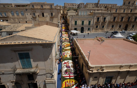 The Sicilian Flower Festival Infiorata of Noto in Noto, Sicily Italy