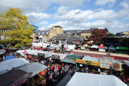 October 2014- Camden, London, Greater view of the Camden Town West Yard Market, London, UK,のeditorial素材