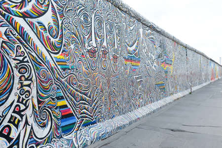 East Side Gallery in Berlin contains artwork and graffiti and is an international memorial for freedom, Berlin, Germanyのeditorial素材