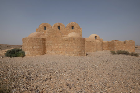 Qasr Amra, is a desert castle in present-day eastern Jordan. Also known as Quseir Amra or Qusayr Amra. Built in the 8th century by the Umayyad caliph Walid II. UNESCO World Heritage Site.のeditorial素材