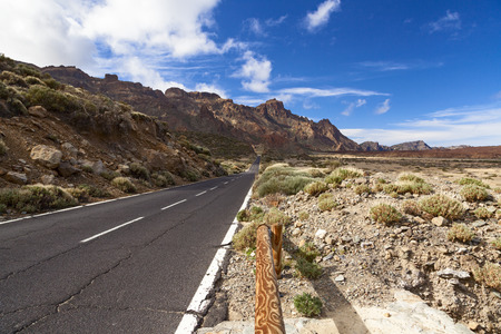 el teide road in the island of tenerifeの写真素材
