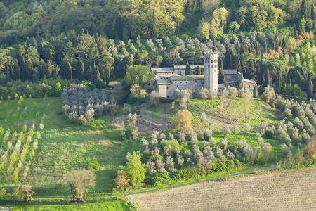 castle in the forest near the town of orvietoのeditorial素材