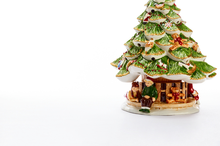 beautiful christmas tree on white backgroundの写真素材