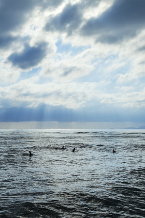 versilia surfers view on a dark dayの写真素材