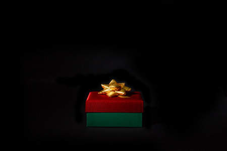 beautiful christmas box on a black background