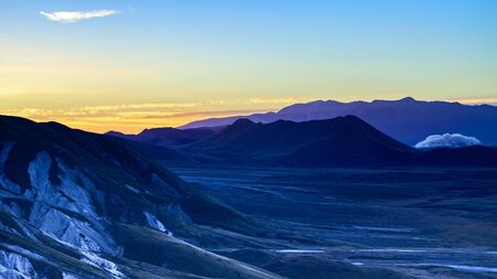 amazing campo imperatore sunrise view in abruzzoの写真素材