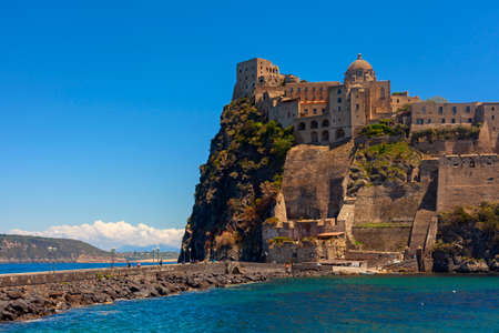 amazing aragon castle view in the island of ischia, italyのeditorial素材