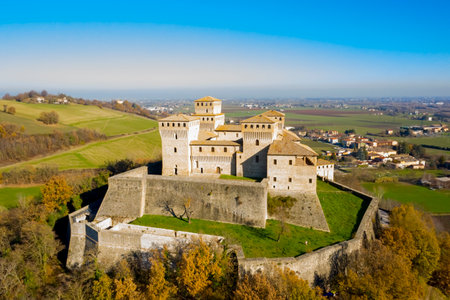 amazing medieval castle view in the town of torrechiaraのeditorial素材