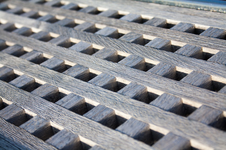 Boat gangway made with wood squares  close upの写真素材