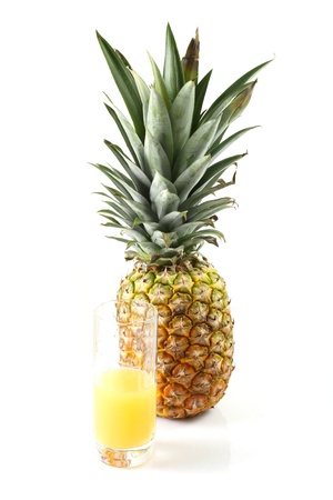 Pineapple juice  on white backgroundの写真素材