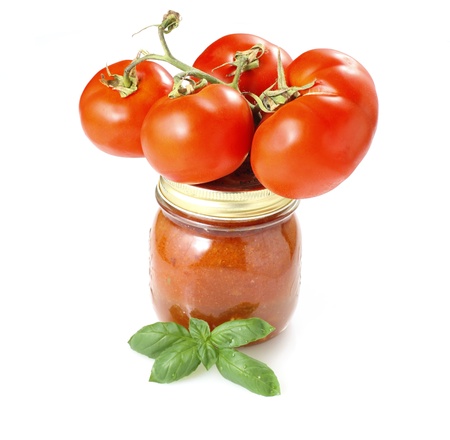 Tomato paste on white backgroundの写真素材