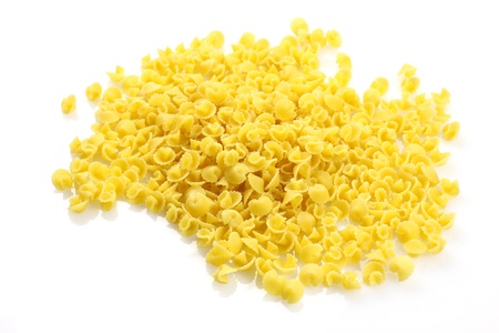 Raw Egg Pasta on white backgroundの写真素材