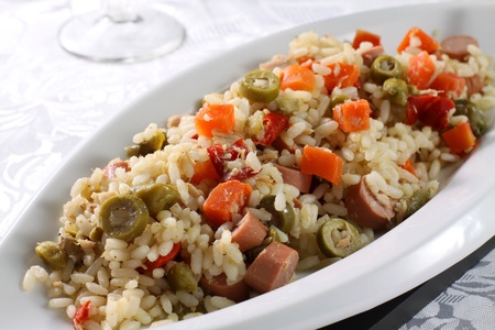 Rice Salad on tableの写真素材