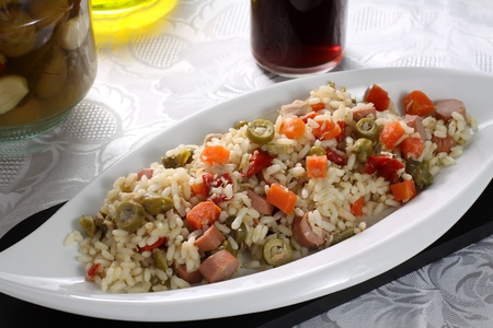 Rice Salad on tableの写真素材