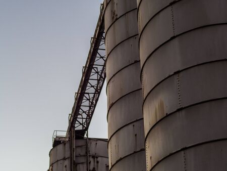 Old metal silosの写真素材