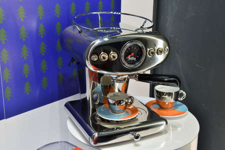 ROME FEBRAURY 07 2021 A MODERN ILLY COFFEE MACHINE ON DISPLAY AT THE ILLY CAFFE 'BOUTIQUEのeditorial素材