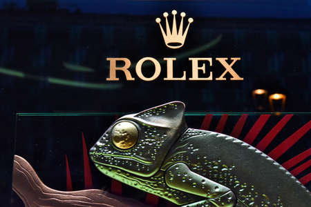 ROME FEBRUARY 14 2021 SIGN OF ROLEX LUXURY WATCHESのeditorial素材