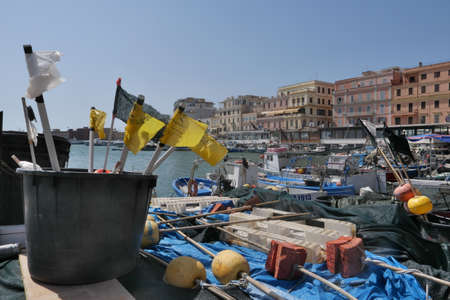 ANZIO JULY 31 2021 A VIEW OF THE HARBOR WITH THE BOATS FOR SEA FISHINGのeditorial素材