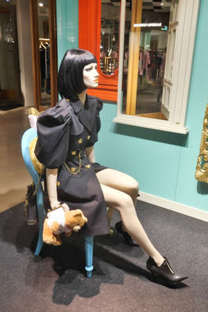 ROME AUGUST 19 2021 A TRENDY SHOWCASE OF MOSCHINO BOUTIQUEのeditorial素材
