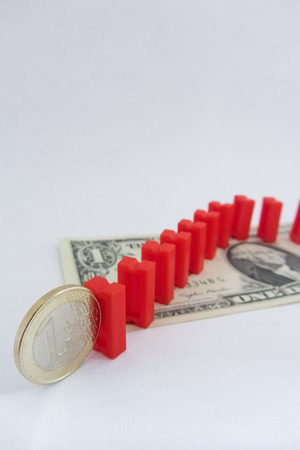 Domino on 1 dollar billの写真素材