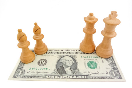 Light bishops, king and queen on one US dollar billの写真素材