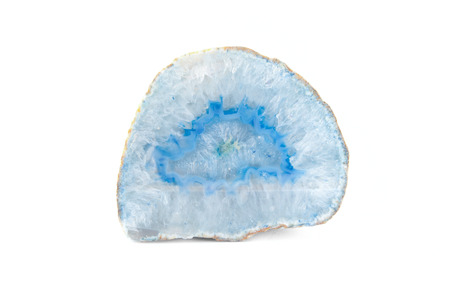 Section of a white and blue geode