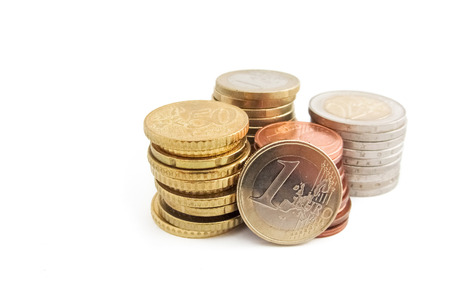 Stack of European Euro coinsの写真素材